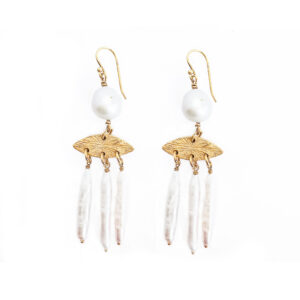 Øreringer perler & gull